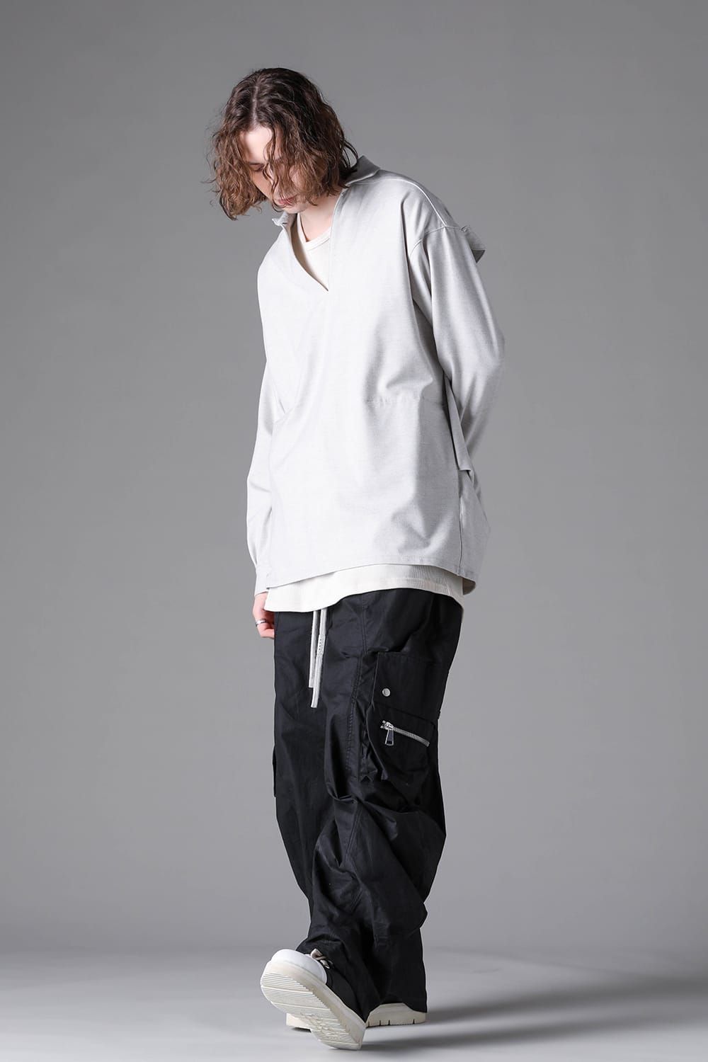 《2026AW先行予約》V Neck Shirts Pullover"Black / L.Grey" / Vネックシャツプルオーバー"ブラック/ライトグレー"