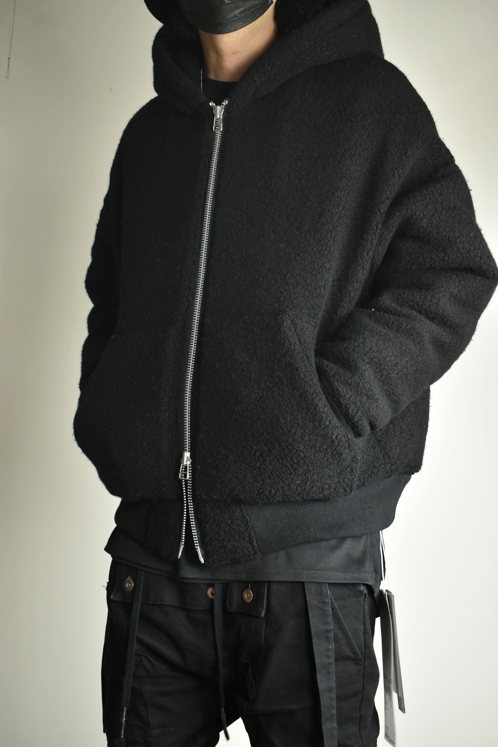 《2026AW先行予約》Sheep Pile Knit Padded Hoodie"Black / Khaki" / シープパイルニットパデッドフーディ"ブラック / カーキ"