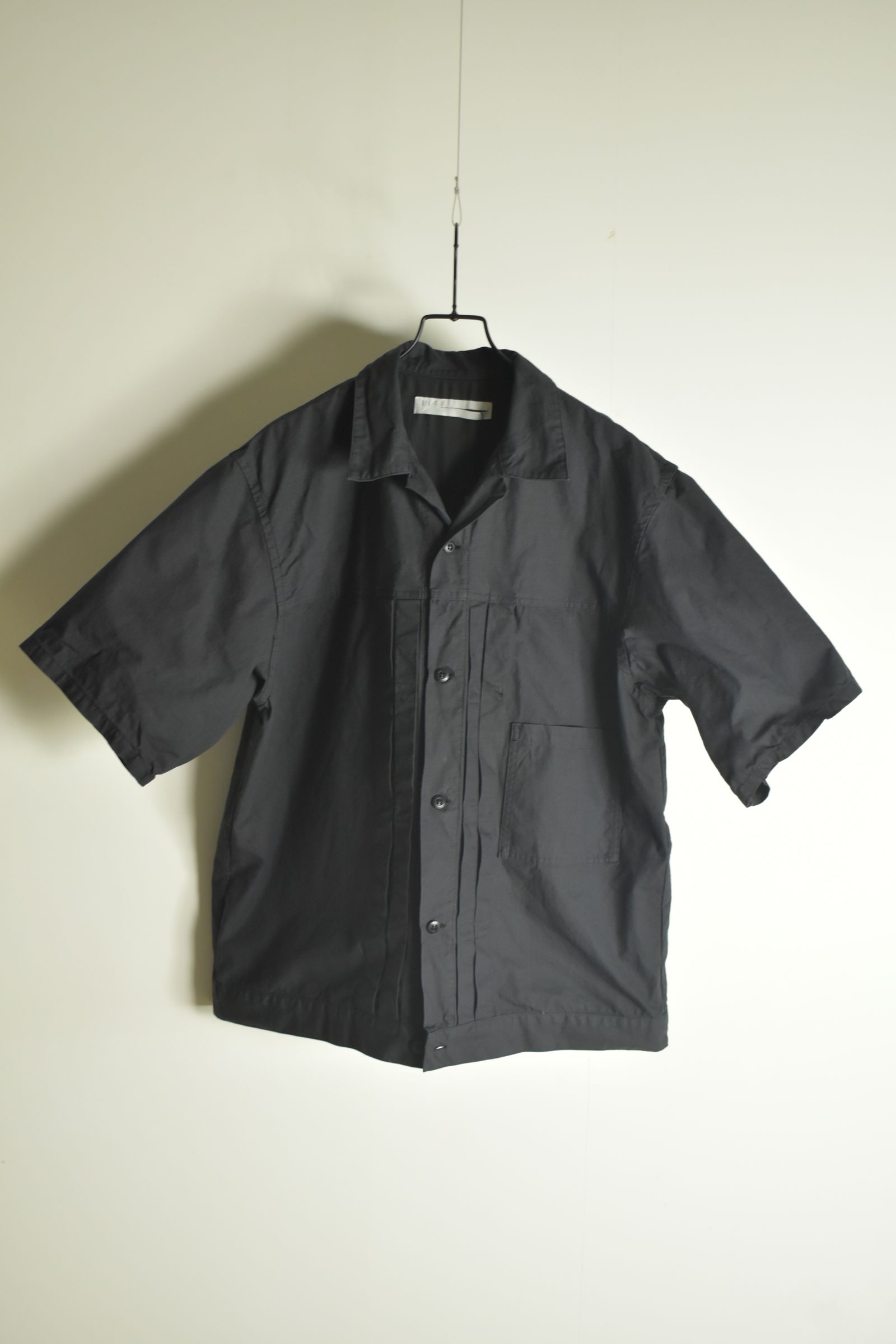 Rip Stop Open Collar Shirt"Black" / リップストップオープンカラーシャツ"Black"