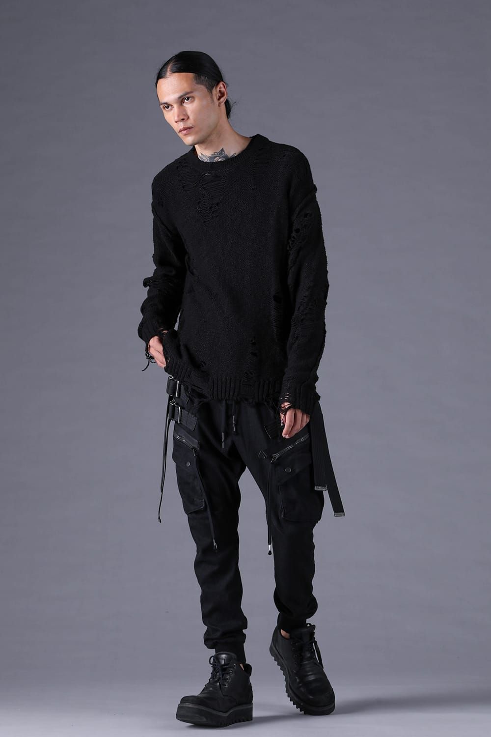 《2027SS先行予約分》3G Damage Knit Pullover "Black" / 3Gダメージニットプルオーバー"ブラック"