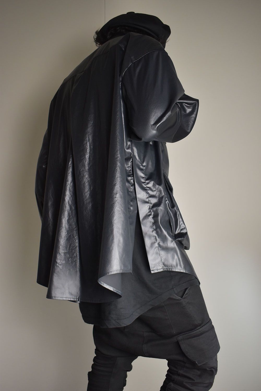 Fake Fake Leather Shirts Jacket"Black" / フェイクフェイクレザーシャツジャケット"ブラック"