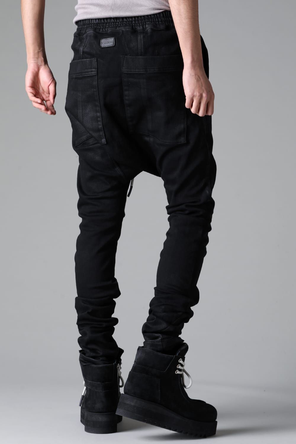 《2025AW先行予約》Coated  Bonding Sarouel Skinny Denim"Black" / コーティングボンディングサルエルスキニーデニム"ブラック"