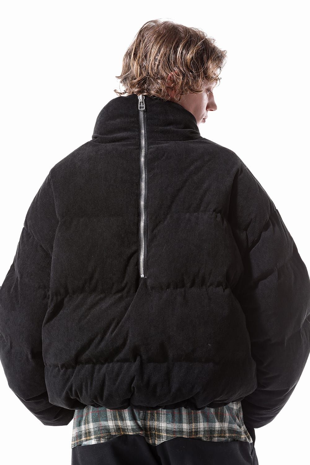 Corduroy High Neck Down jacket"Black/Brown"/コーデュロイハイネックダウンジャケット"ブラック/ブラウン"