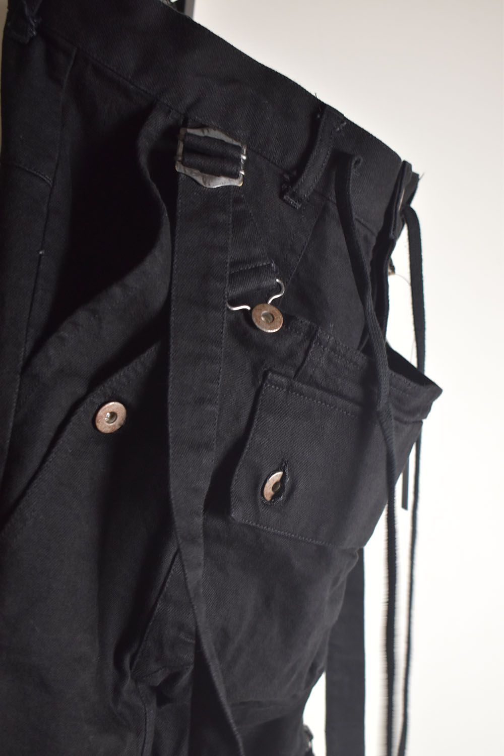 Stretch Denim Salopette Pocket Cargo Jogger Pants "Black" / ストレッチデニムサロペットポケットカーゴジョグパンツ"ブラック"
