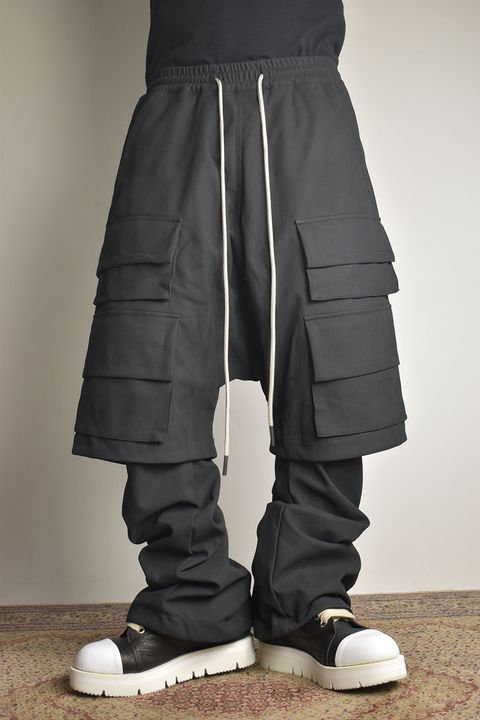 Synthetic Leather Suede Layerd Boots Cut "Black " / シンセティックレザースウェードレイヤードブーツカット "ブラック"