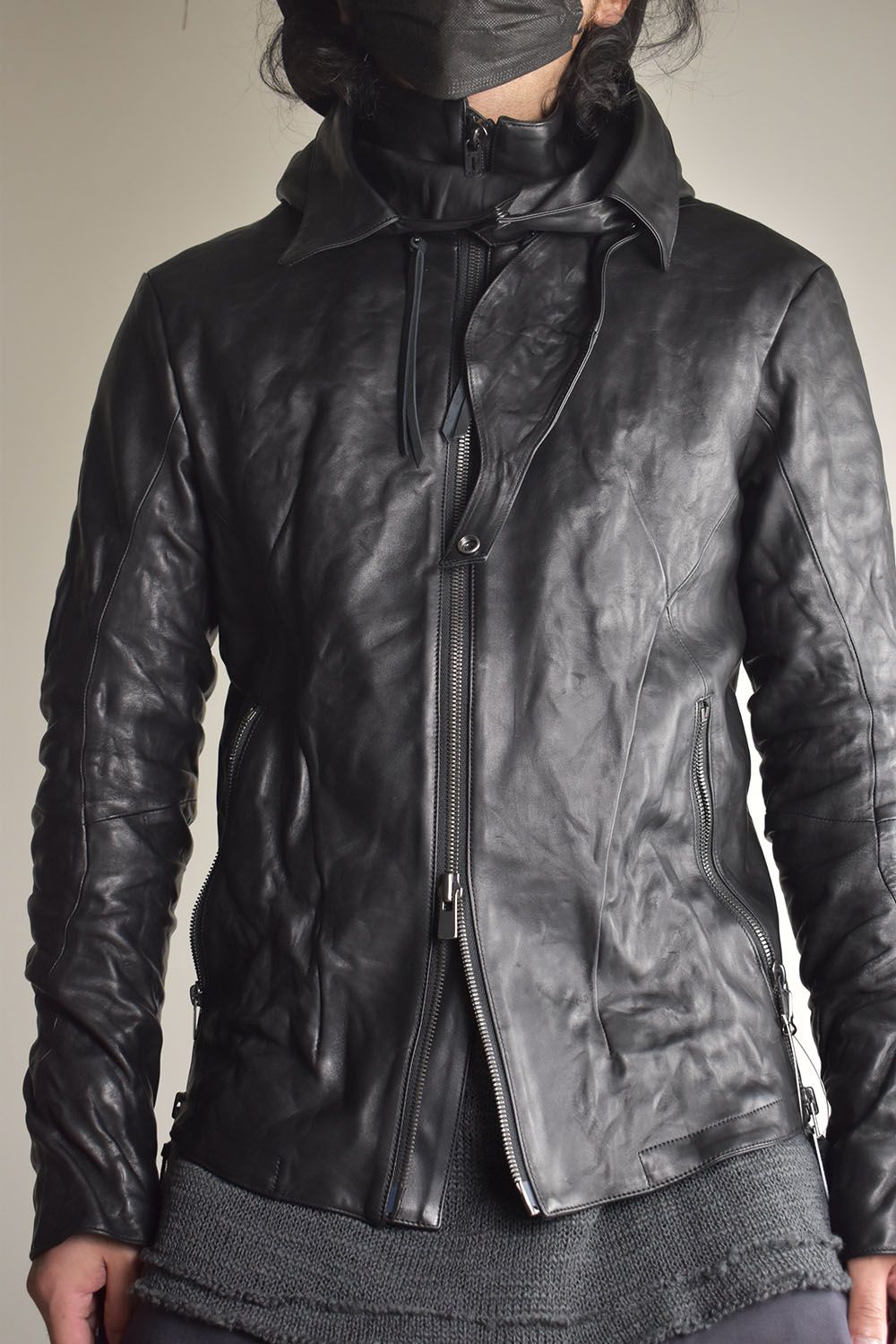 Horse Leather Hood Attachd Jacket "Black" / ホースレザーフードアタッチドジャケット"ブラック"