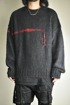 Mohair Knit Pullover "Black-Red" / モヘアニットプルオーバー"ブラックレッド"