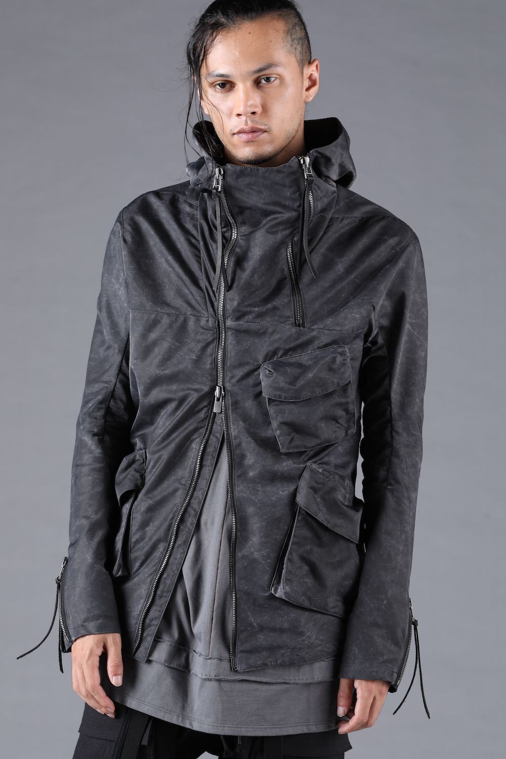 Pigment Coated Washer Nylon Hooded Jacket"Black" / 顔料コーティングワッシャーナイロンフーデットジャケット"ブラック"