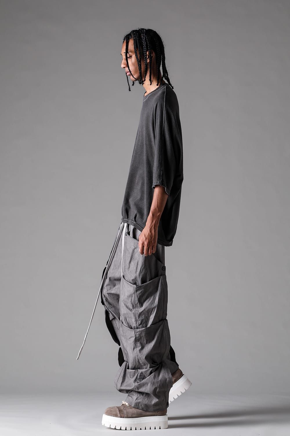 《2027SS先行予約》Sumi Dyed Lightweight French Terry Dolman Jumbo Tee"D.Grey" / 墨染ミニ裏毛ドルマンジャンボTee"ダークグレー"