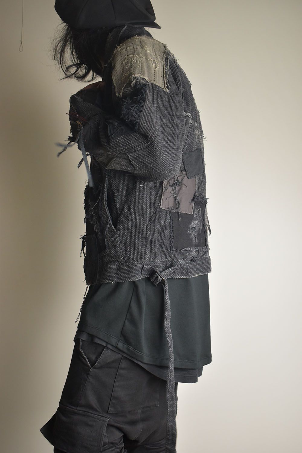 Crust Damage Repair Sashiko Jacquard Jacket "Black" / クラストダメージリペア刺子ジャガードジャケット"ブラック"