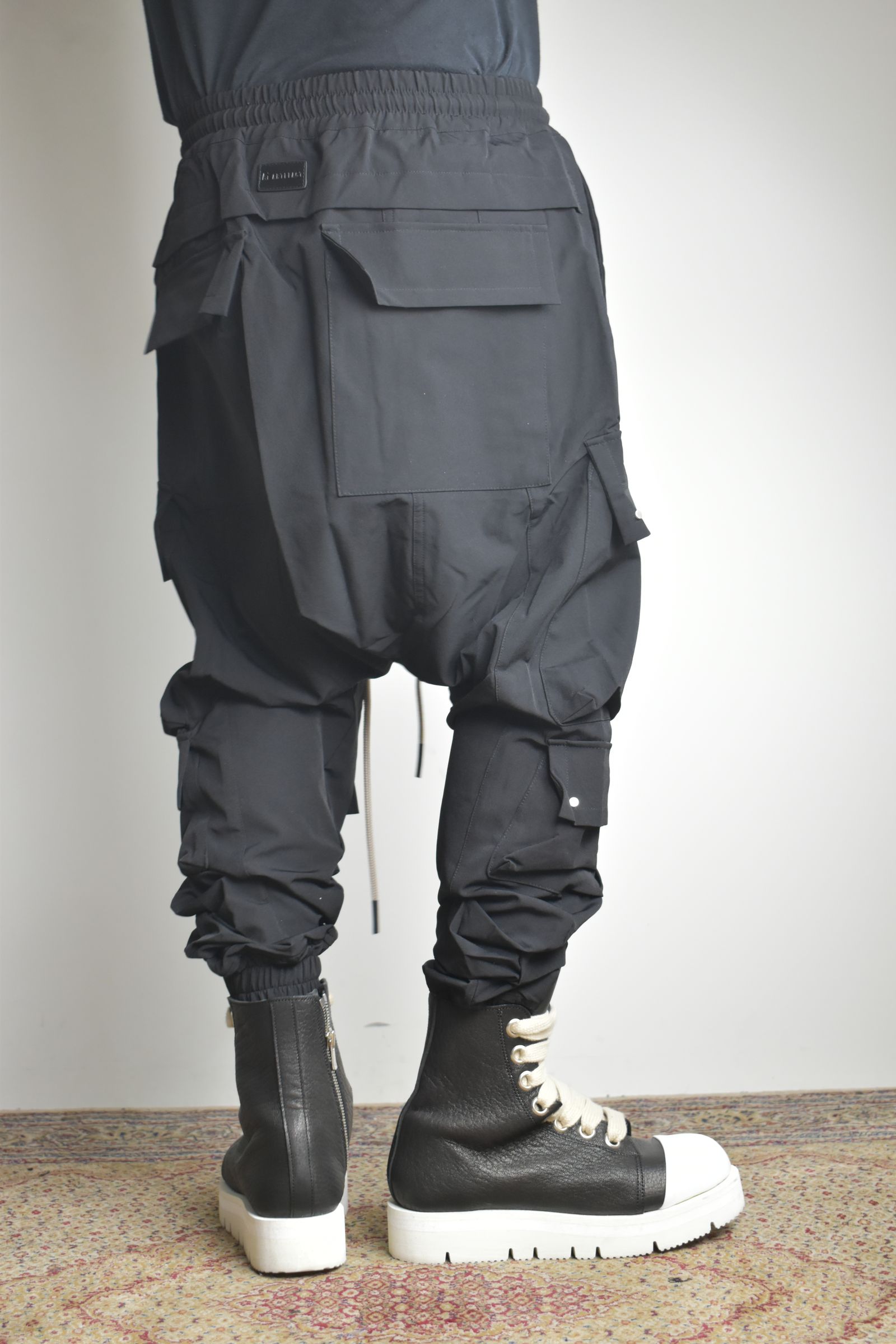 Stretch Nylon Military Sarouel Pants"Black" / ストレッチナイロンミリタリーサルエルパンツ"ブラック"