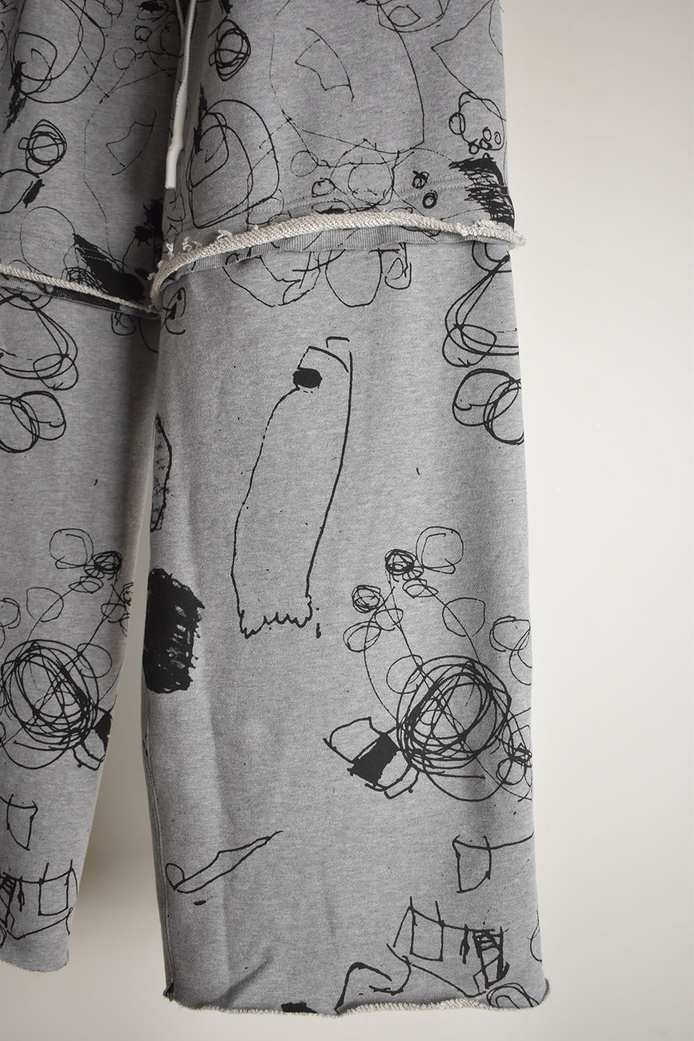 Sweat Print Wide Pants"Grey" / スウェットプリントワイドパンツ"グレー"