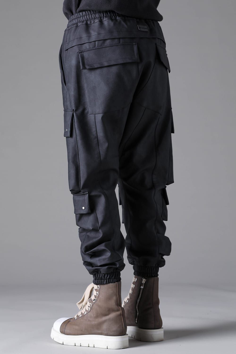《2026AW先行予約》Vegan Leather Military Sarrouel Easy Pants"Smoke Black / Khaki" / ヴィーガンレザーミリタリーサルエルイージーパンツ"スモークブラック / カーキ"