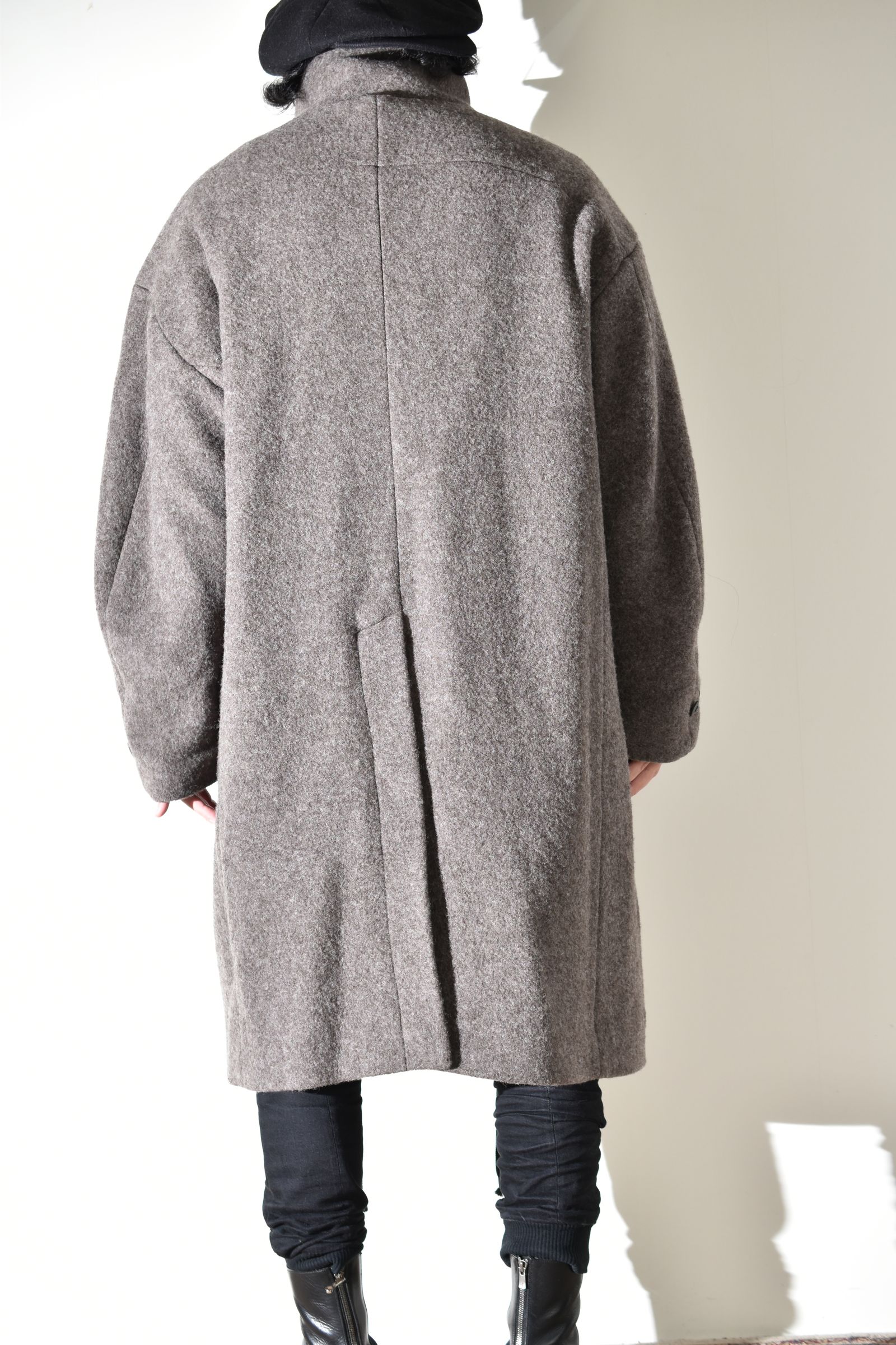 Wool Pile High Neck Coat "GreyBeige" / ウールパイルハイネックコート"グレーベージュ"
