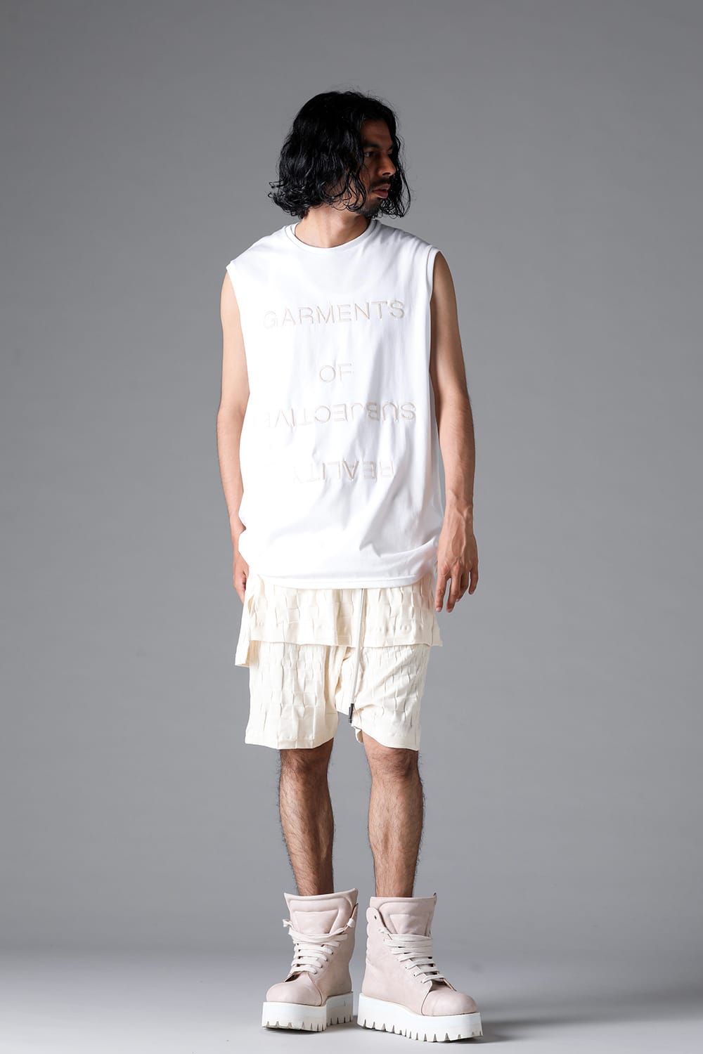 《2026SS先行予約》Gradient Plaid Pattern Layered Shorts"Black / Cream" / グラデーションチェックパターンレイヤードショーツ"ブラック/クリーム"