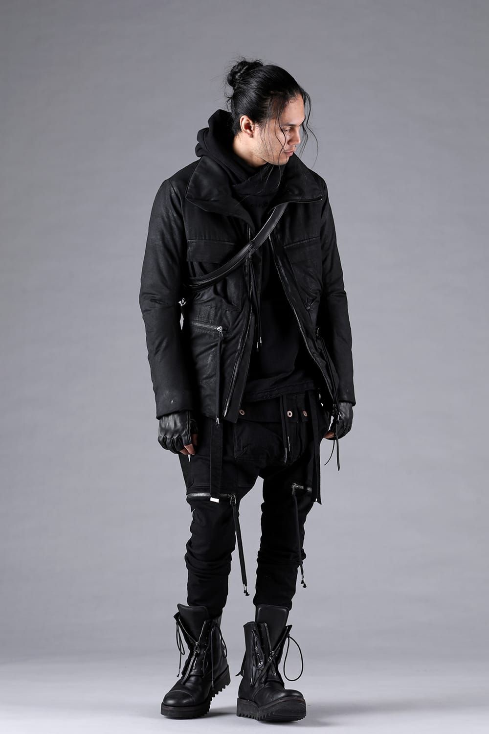 Stretch Denim Salopette Pocket Cargo Jogger Pants "Black" / ストレッチデニムサロペットポケットカーゴジョグパンツ"ブラック"