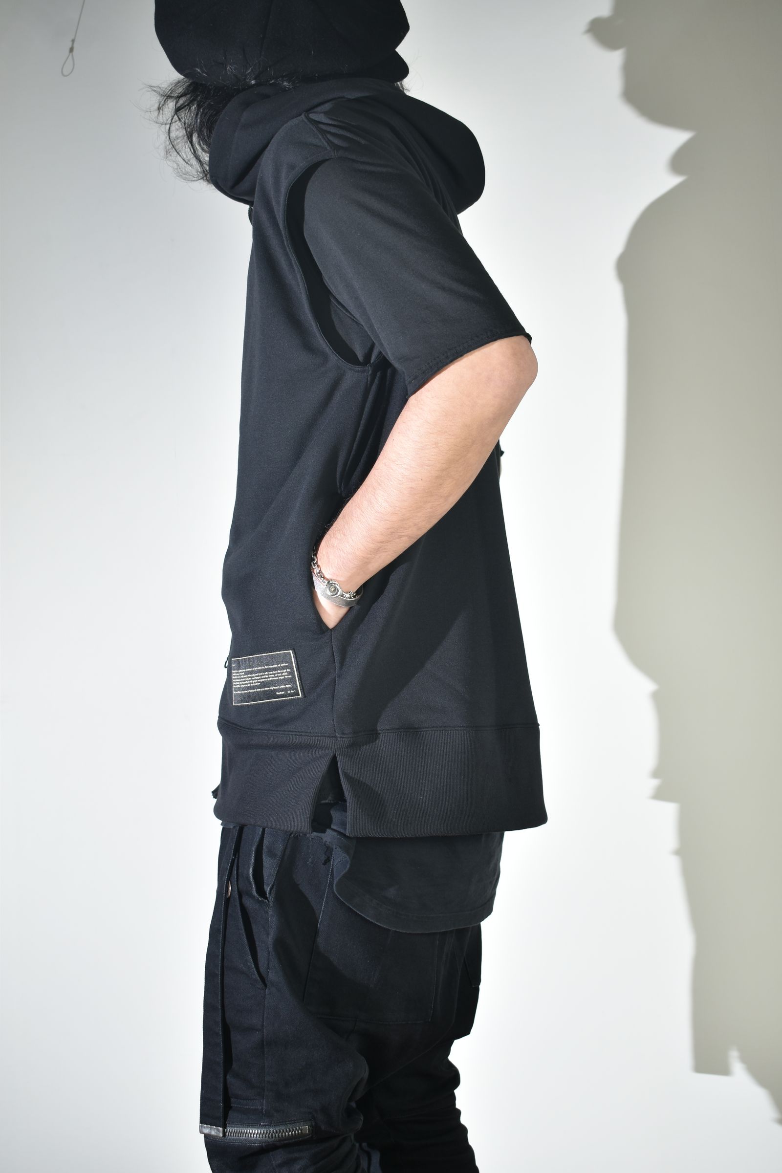 No Sleeve Zip Hoodie"Black" / ノースリーブジップフーディ"ブラック"