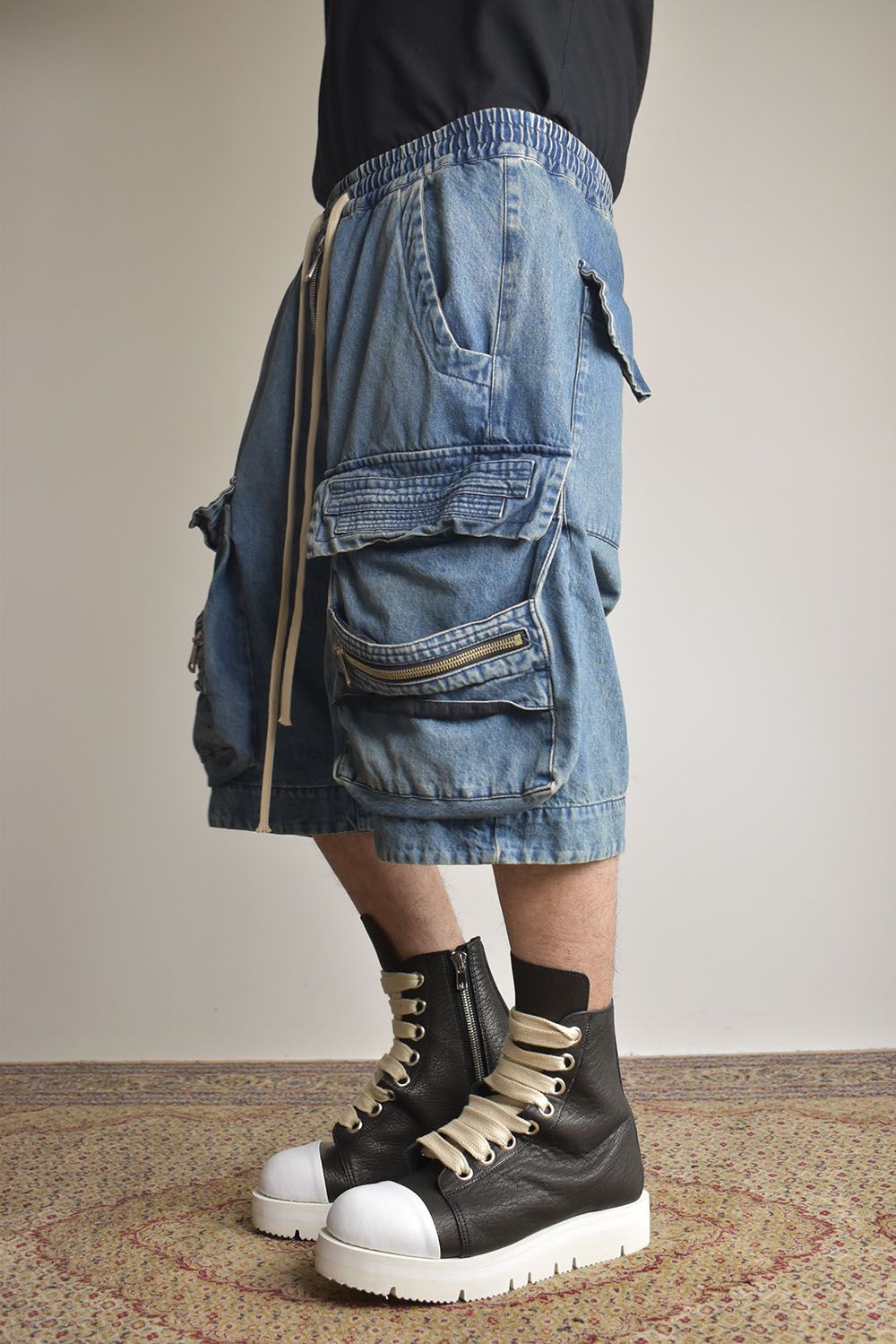 Vintage Denim Military Shorts"Blue" / ヴィンテージデニムミリタリーショーツ"ブルー"