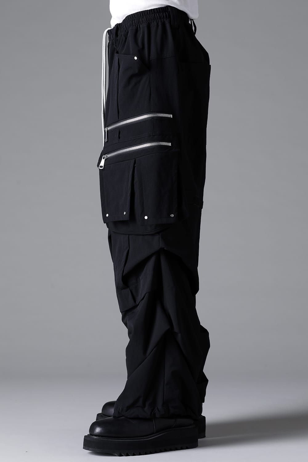 《2026SS先行予約》Stretch Nylon Cargo Tuck Wide Pants"Black" / ストレッチナイロンカーゴタックワイドパンツ"ブラック"