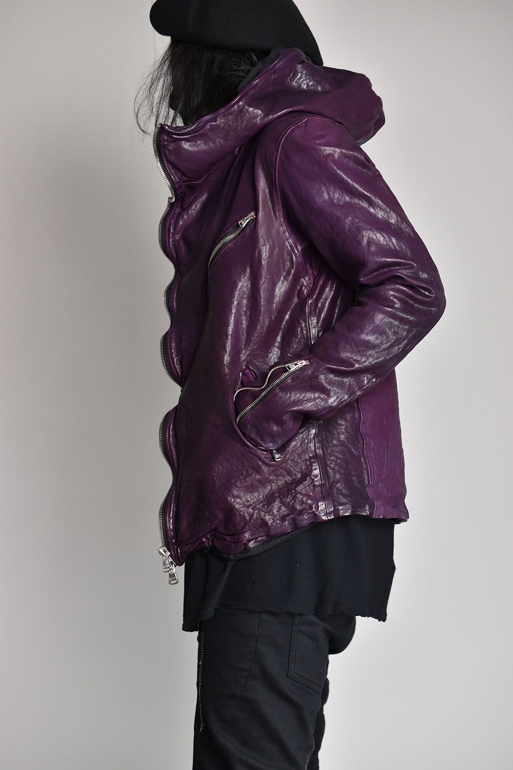 Japan Shoulder Garment Dye Hooded Blouson"Purple"/ジャパンショルダーガーメントダイフーデットブルゾン"パープル"