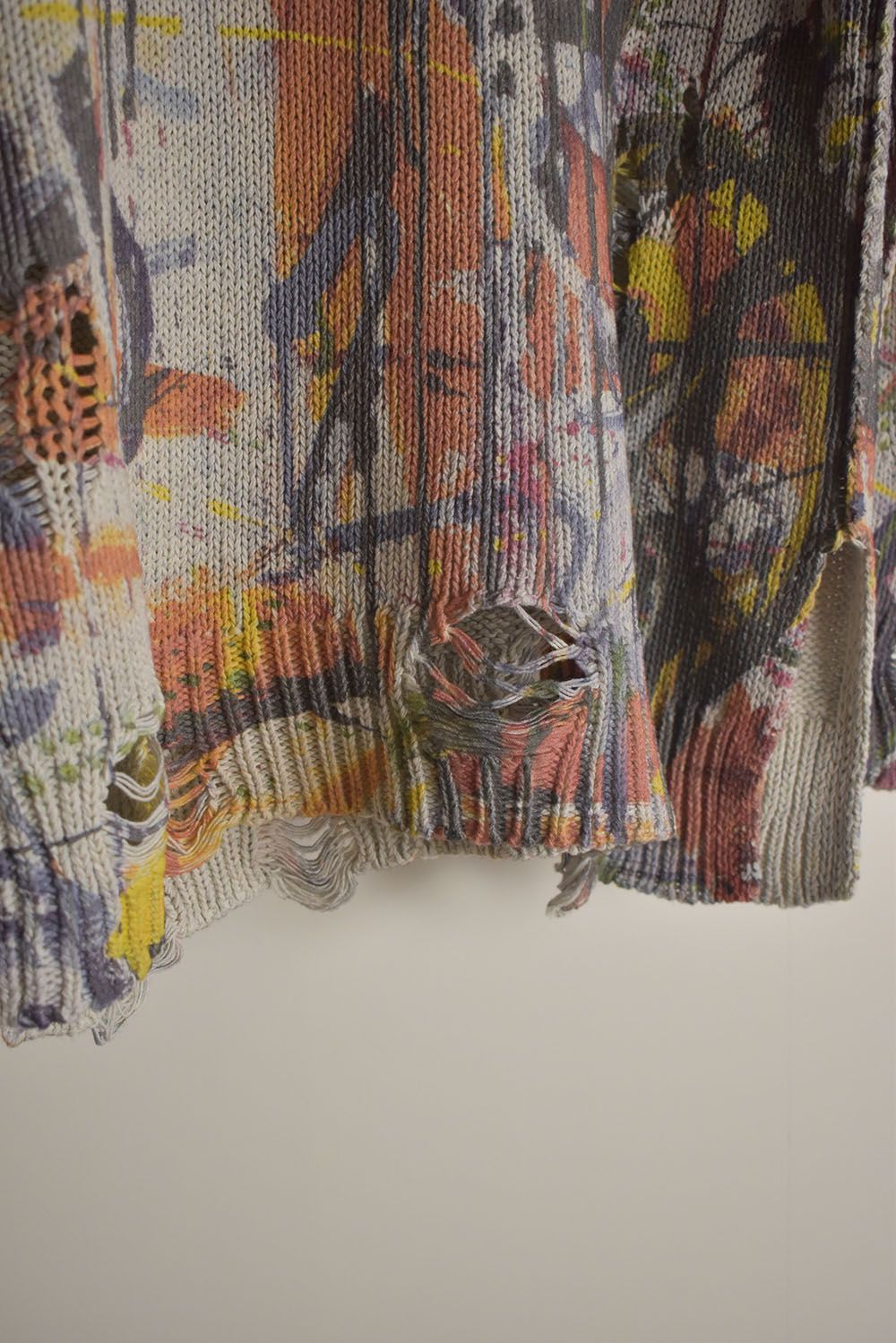 Inkjet Print Cotton 3GG Damaged Knit PulloVer"Color Print" / インクジェットプリント コットン 3GG ダメージニットプルオーバー "カラープリント"