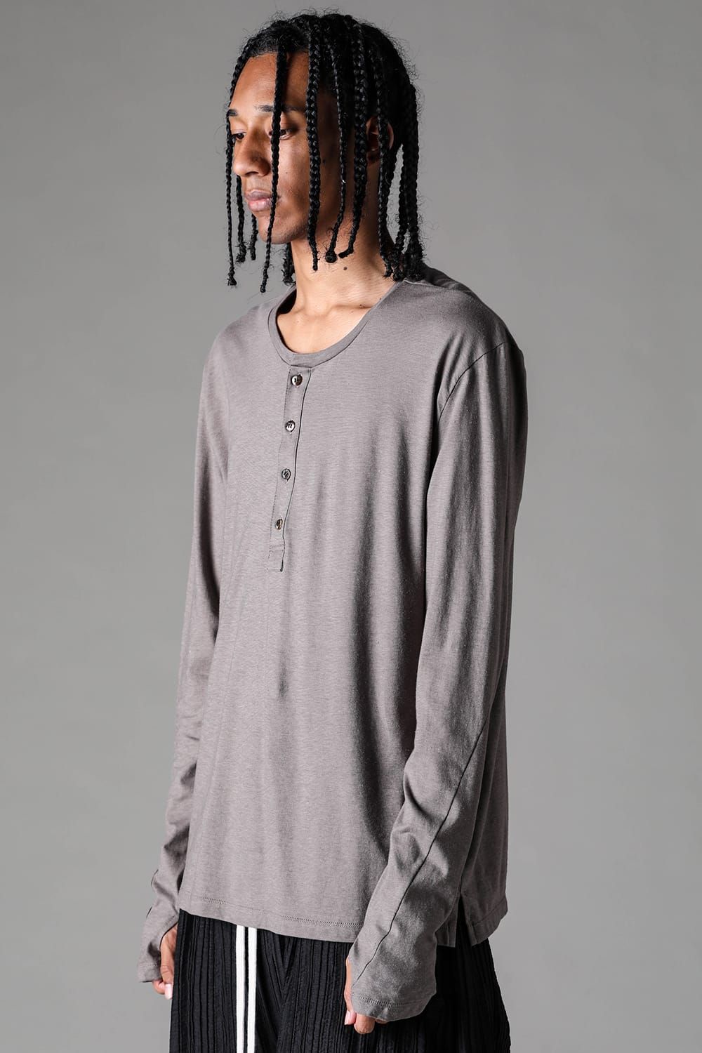 《2027SS先行予約》Henley Neck Long Sleeve "Black / Ivory / Greige / Ice Blue / Pale Shell" / ヘンリーネックロングスリーブ"ブラック/アイボリー/グレージュ/アイスブルー/ペイルシェル"
