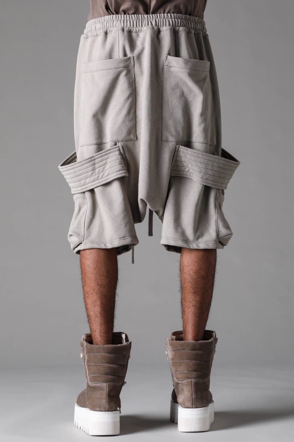 《2027SS先行予約》French Terry Belt Cargo Sarrouel Shorts "Black / Grey / L.Beige"/ フレンチテリー裏毛ベルトカーゴサルエルショーツ"ブラック / グレー /ライトベージュ"