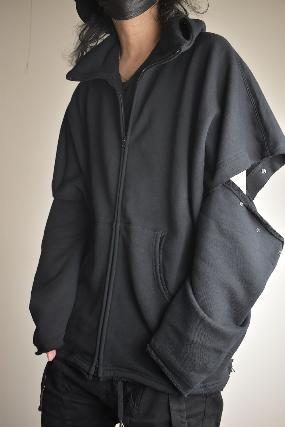 Sweat Oversize Zip Up Hoodie"Black" / スウェットオーバーサイズジップアップパーカ"ブラック"