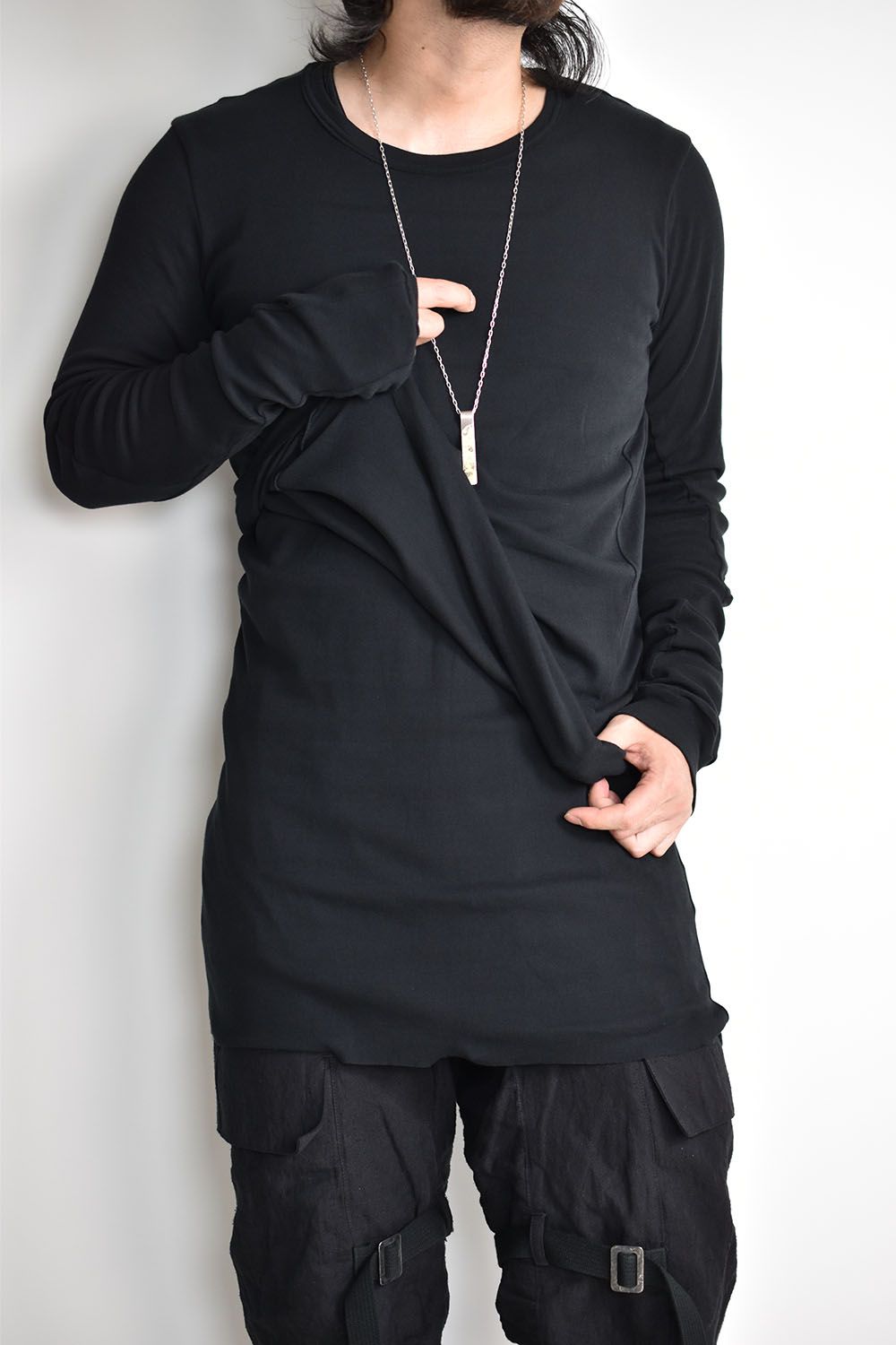 Double Layered Long Top"Black"/ダブルレイヤードロングトップ"ブラック"