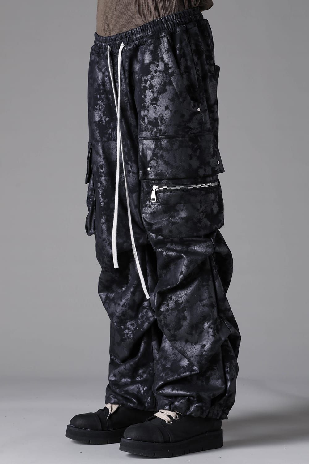 《2026AW先行予約》Sweat Cargo Tuck Wide Pants"Black / L.Grey" / スウェットカーゴタックワイドパンツ"ブラック/ライトグレー"