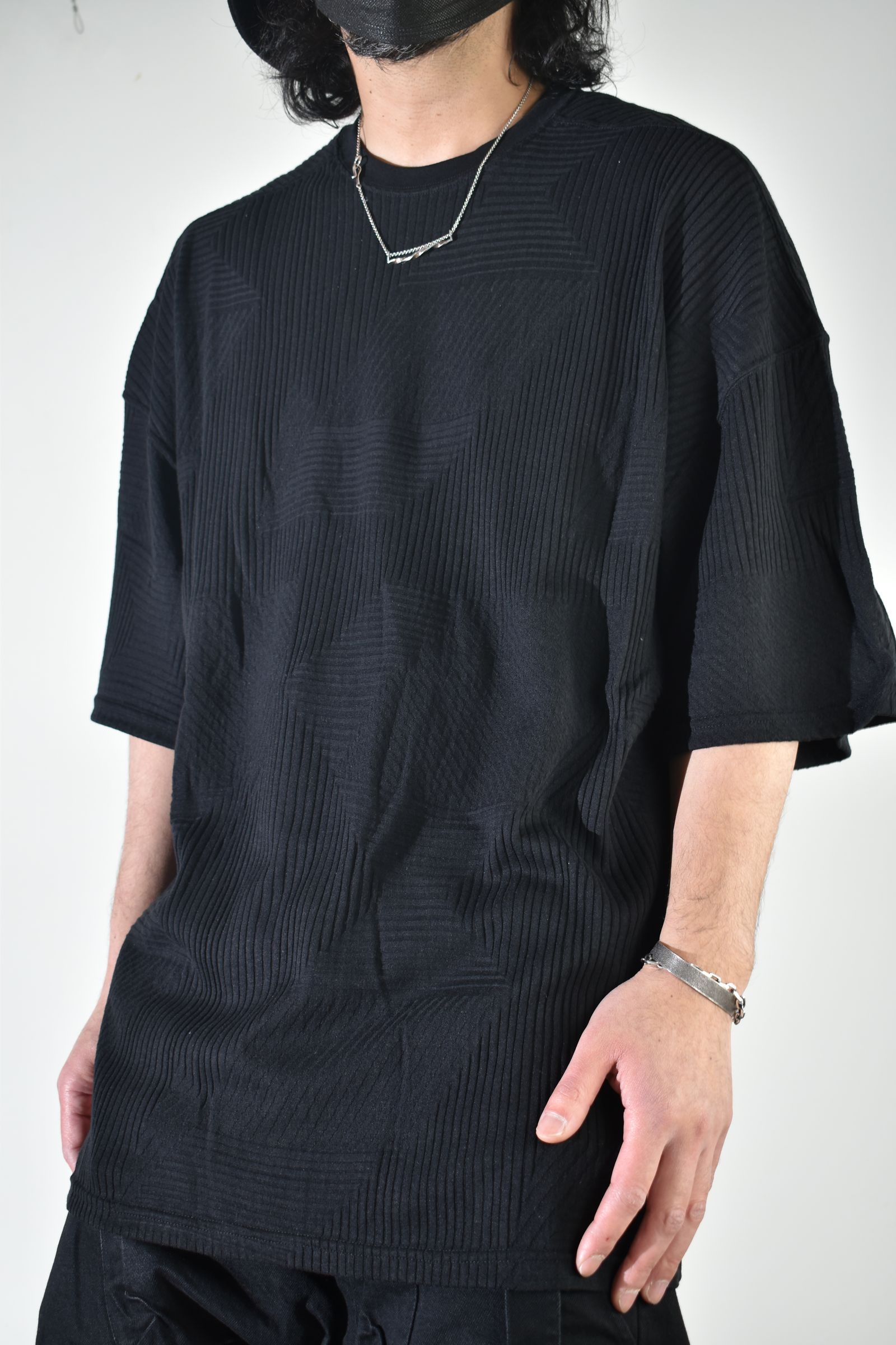Deformed Stripe Pattern Jumbo Tee "Black" /ディフォルメドストライプパターンジャンボTee"ブラック"