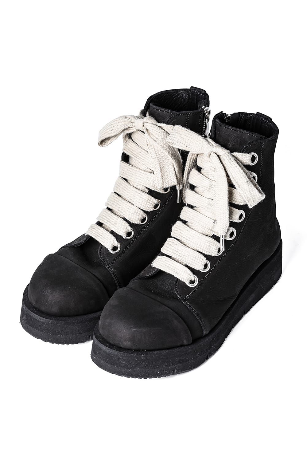 《2027SS先行予約分》 Fat Laces Leather Sneaker Boots "Black" / ファットレースレザースニーカーブーツ"ブラック"