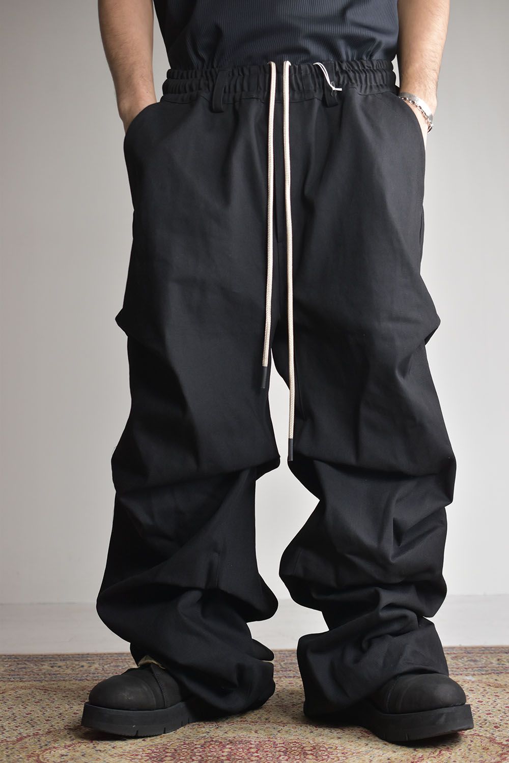 《2025AW先行予約》Denim Tuck Wide Pants"Black/Navy"/デニムタックワイドパンツ"ブラック/ネイビー"