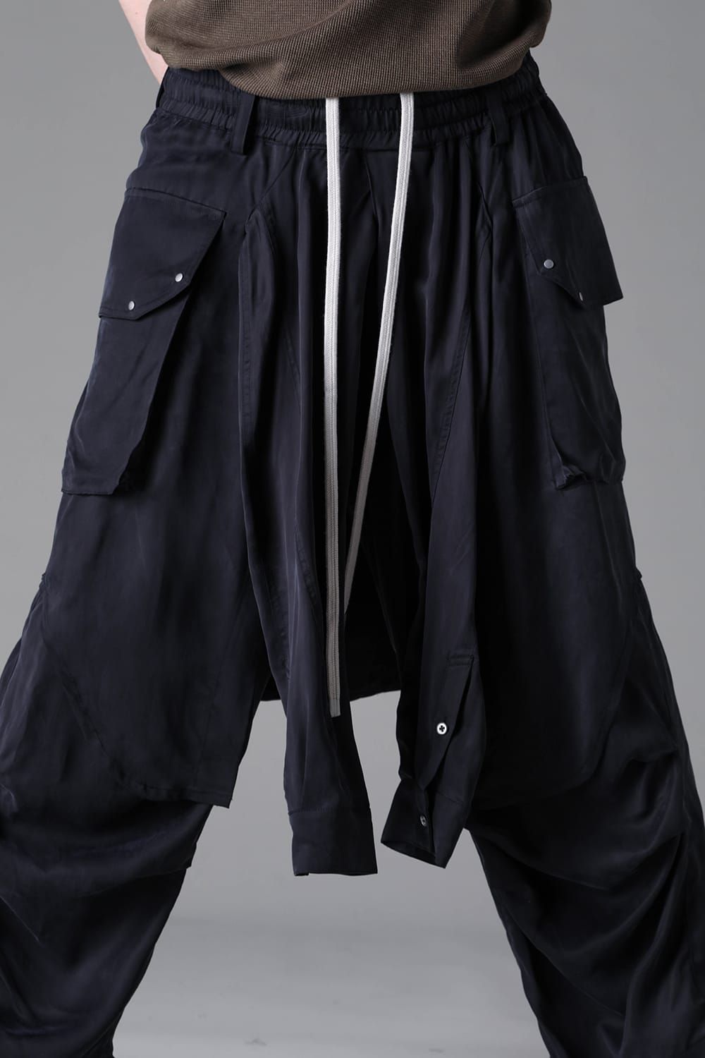 《2026AW先行予約》Satin Warp Skirt Wide Pants"Black" / サテンラップスカートワイドパンツ"ブラック"