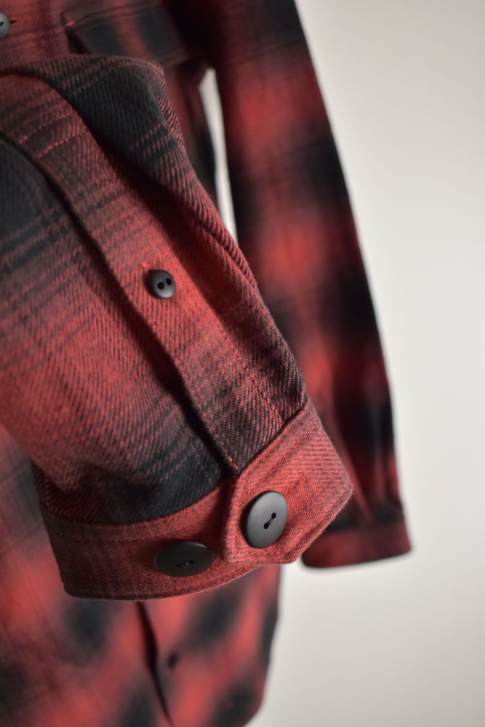 Ombre Check Long Shirts Jacket"Red Check" / オンブレチェックロングシャツジャケット"レッドチェック"