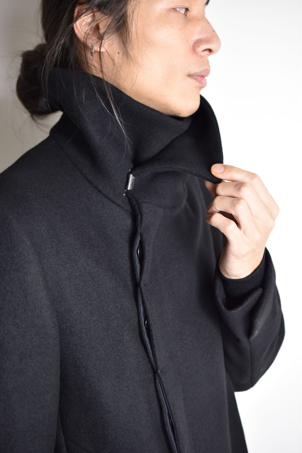 Melton High Neck Coat"Black"/メルトンハイネックコート"ブラック"