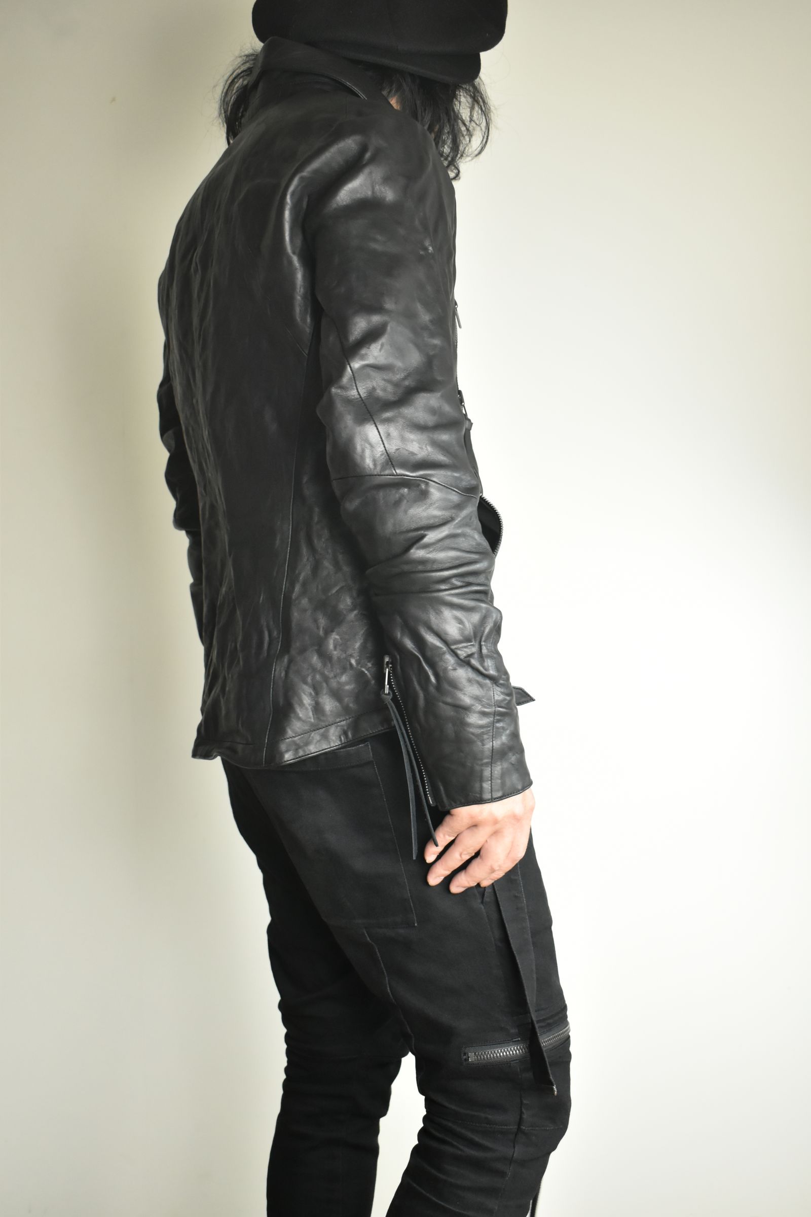 Horse Leather Collar Detachable Jacket"Black" / ホースレザーカラーデタッチャブルジャケット"ブラック"