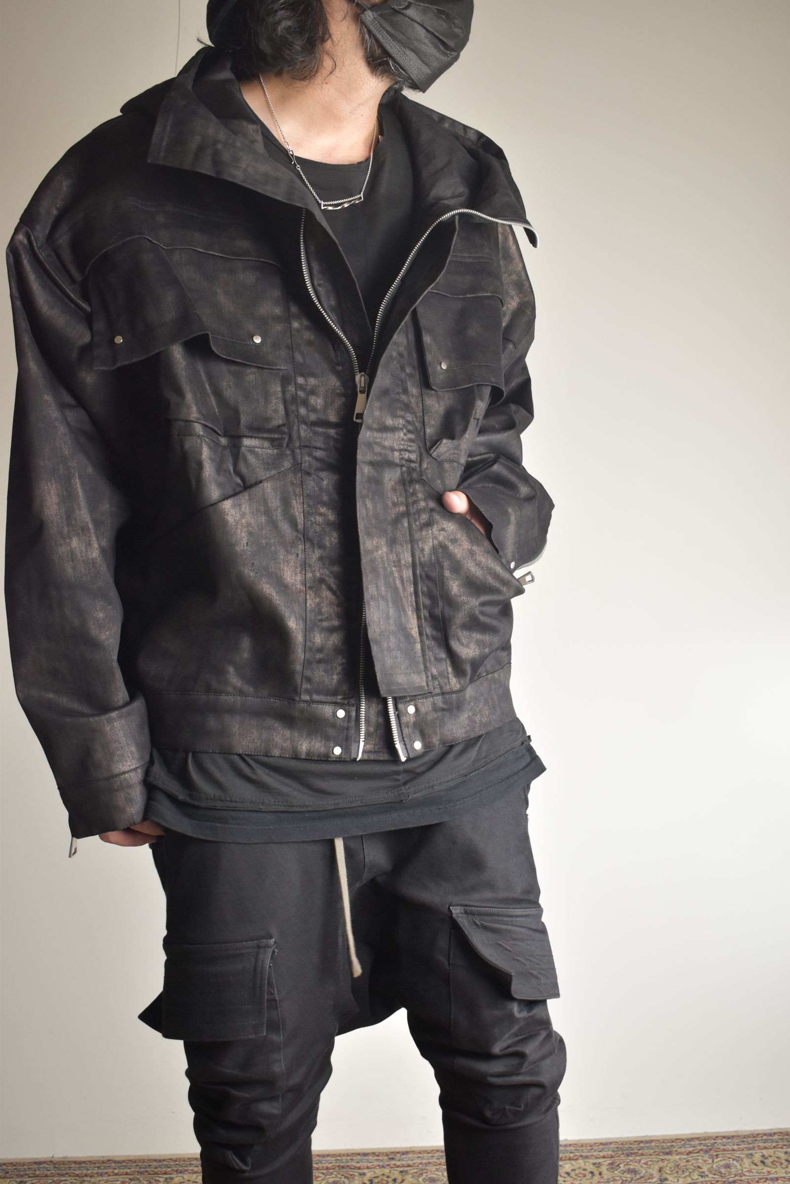 Metal Steam Camouflage Hooded Blouson"Black × Brown" / メタルスチームカモフラージュ フーデッドブルゾン"ブラック×ブラウン"
