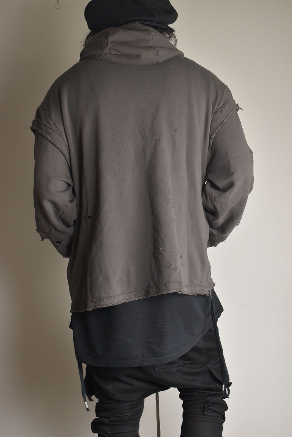 Untwisted Sweat Oversized Pullover Hoodie "Charcoal" / 無撚糸裏毛オーバーサイズプルオーバーフーディー"チャコール"