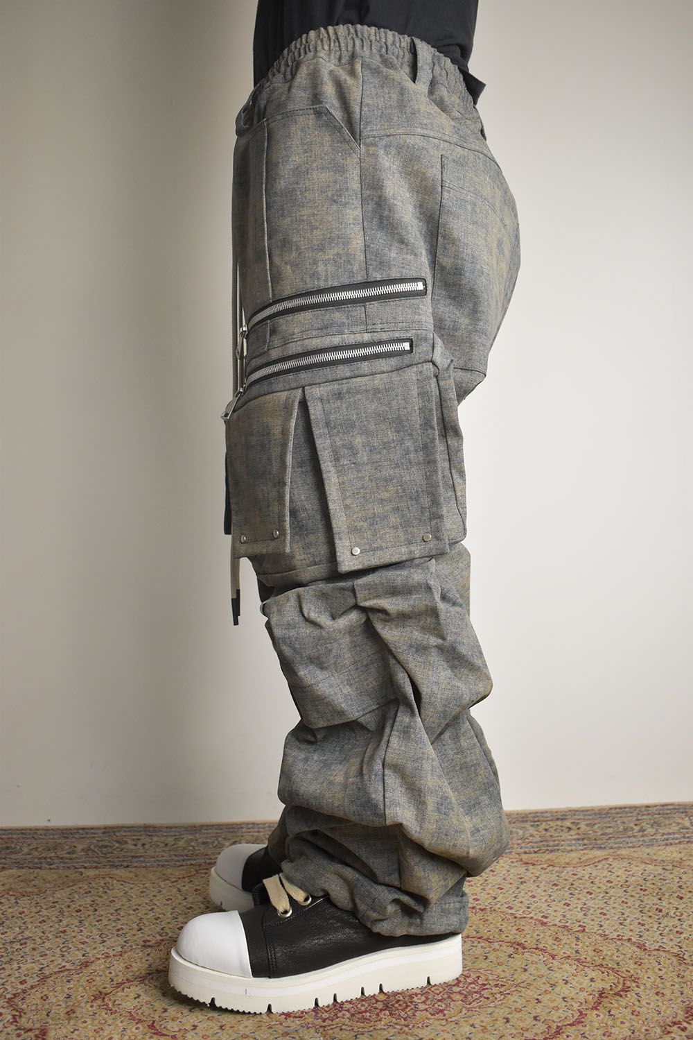 Blended Shades Denim Cargo Tuck Wide Pants"Steel Blue"/ ブレンデッドシェイドデニムカーゴタックワイドパンツ"スティールブルー"