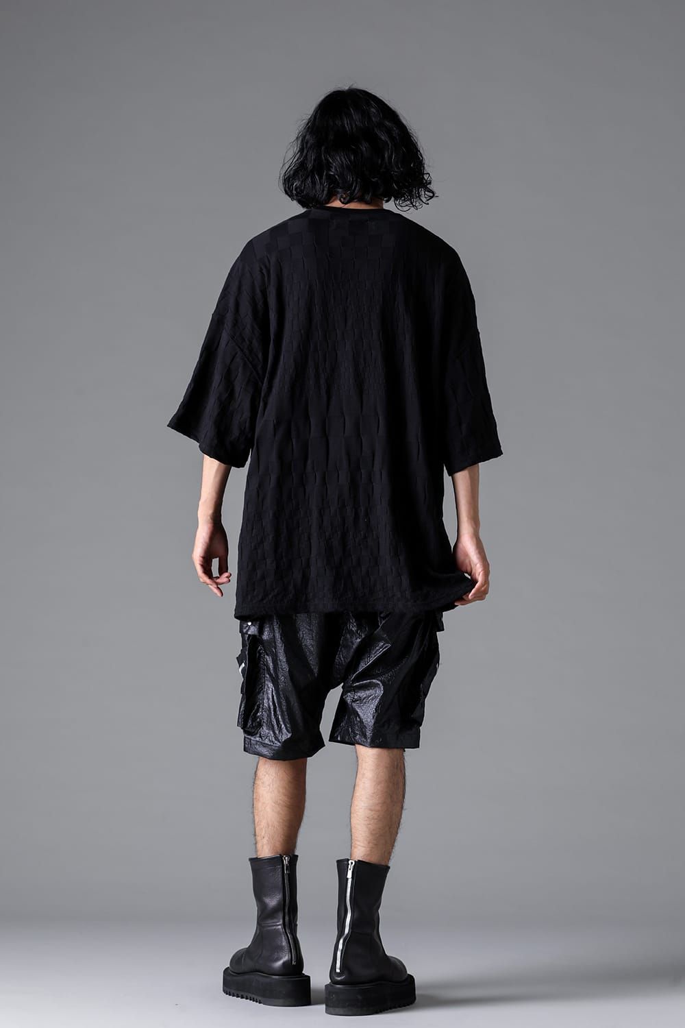 《2026SS先行予約》Gradient Plaid Pattern Jumbo Tee"Black / Cream" / グラデーションチェックパターンジャンボTee"ブラック/クリーム"