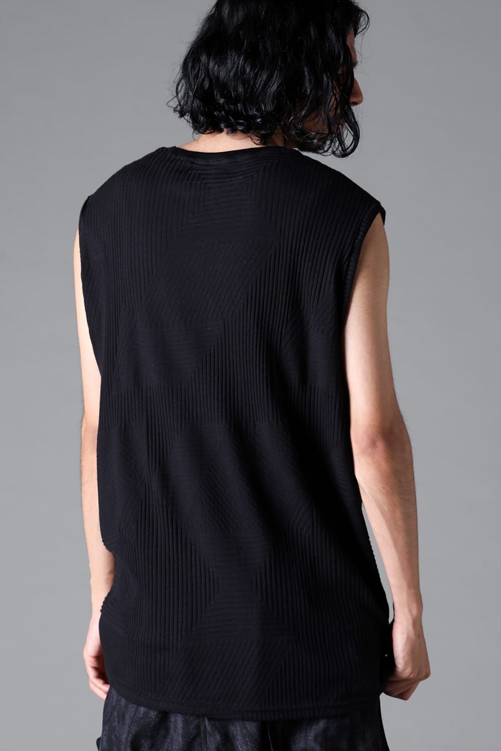《2026SS先行予約》Deformed Stripe Pattern Tank Top "Black / Cream" /ディフォルメドストライプパターンタンクトップ"ブラック/クリーム"