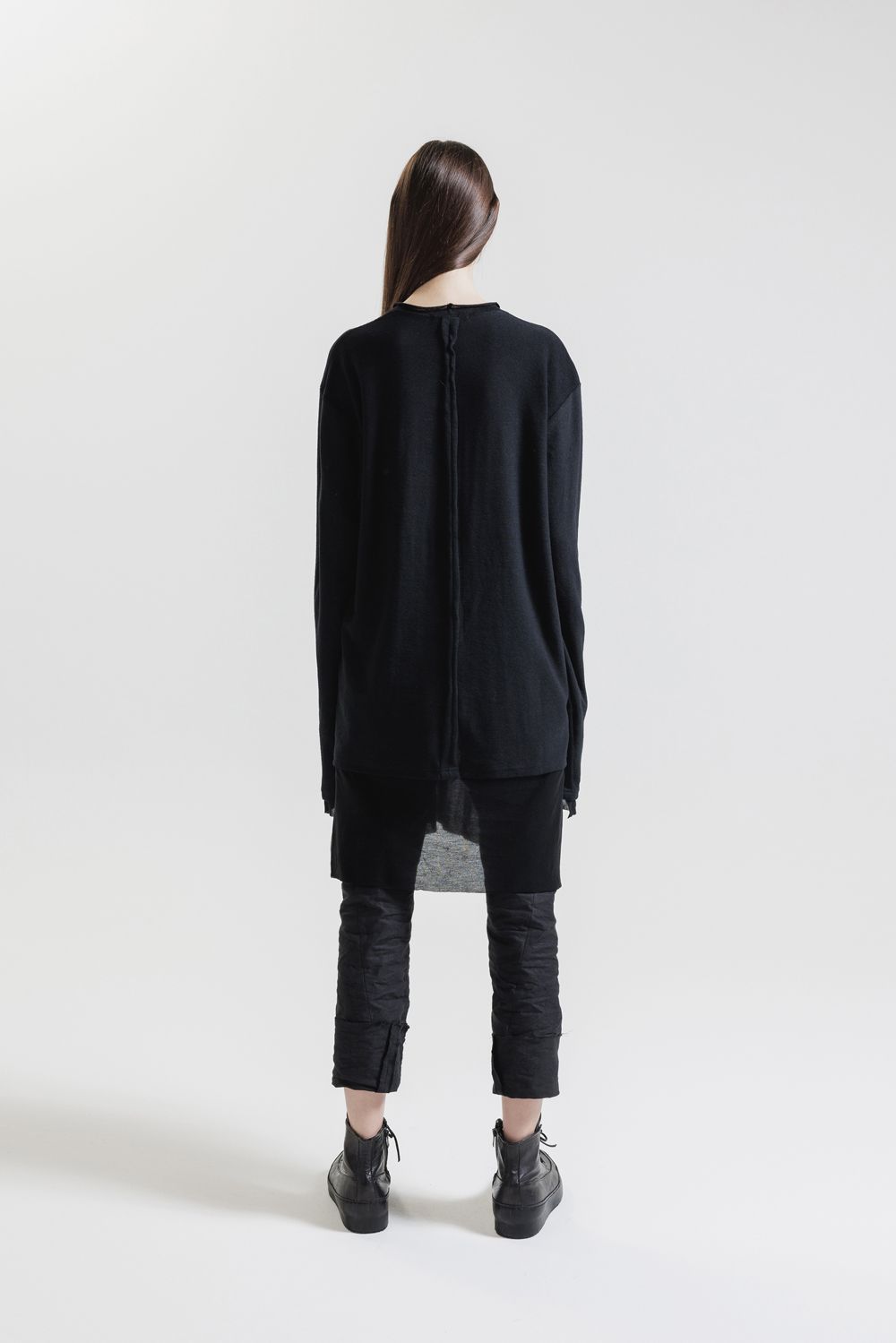 Imitation Linen Cotton Layerd Long Sleeve Tee"Black" / イミテーションリネンコットンレイヤードロングスリーブTee"ブラック"