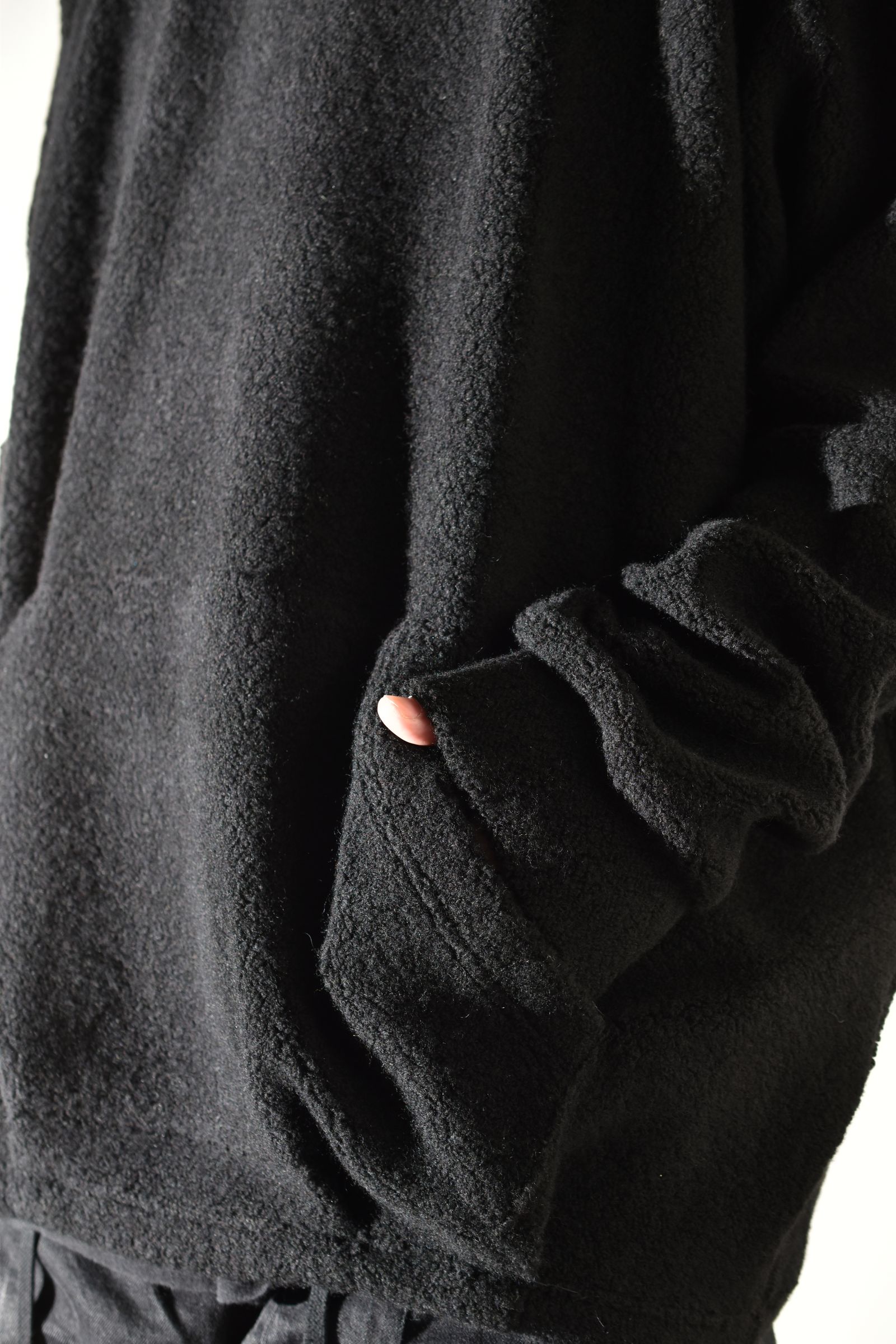Sheep Pile Knit Dolman Hoodie Pullover"Black" / シープパイルニットドルマンフーディプルオーバー"ブラック"