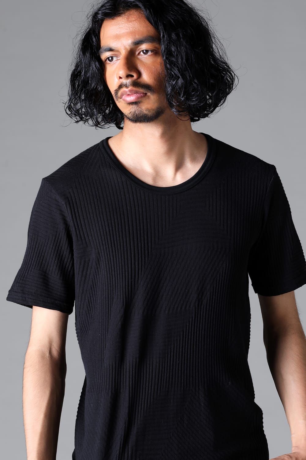 《2026SS先行予約》Deformed Stripe Pattern Slim Tee "Black / Cream" /ディフォルメドストライプパターンスリムTee"ブラック/クリーム"