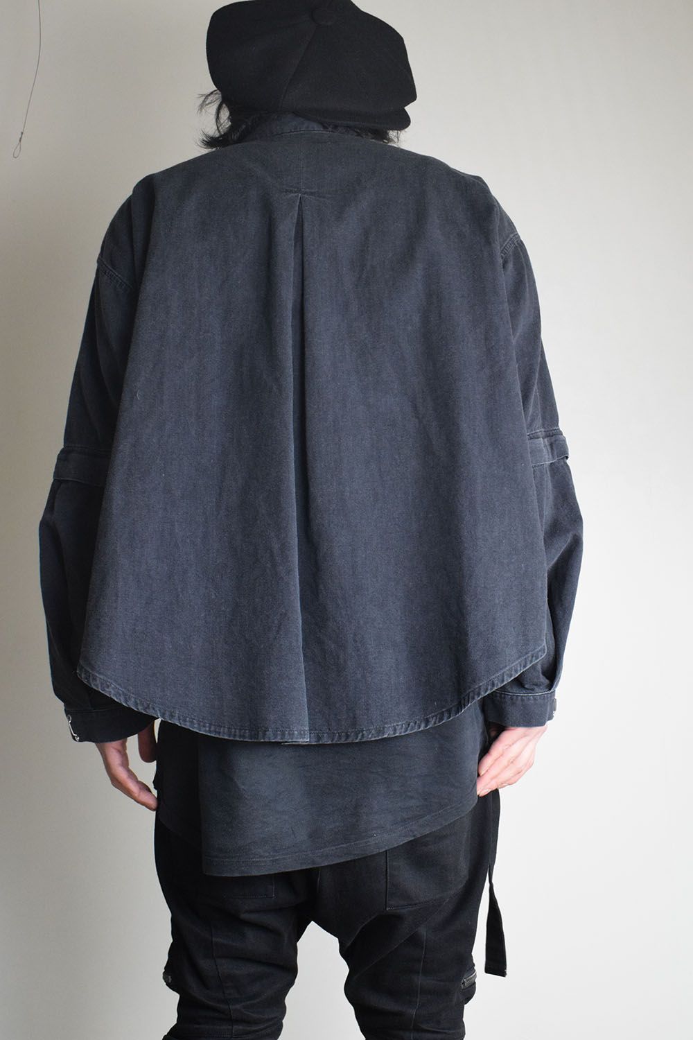 Detachable Sleeve Hook Cuff Shirt"Black Washed" / デタッチャブルスリーブホックカフスシャツ"ブラックウォッシュド"