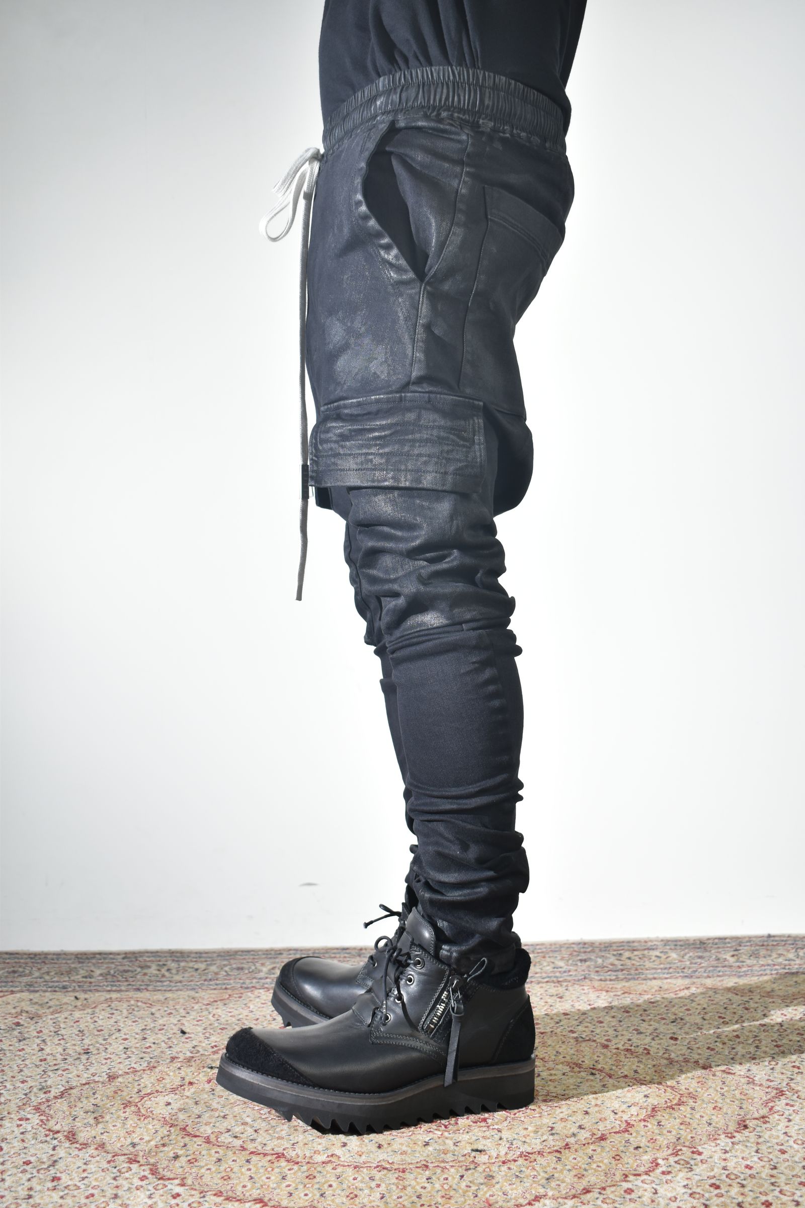 Coating Cargo Saroel Skinny"Black" / コーティングサルエルカーゴスキニー"ブラック"