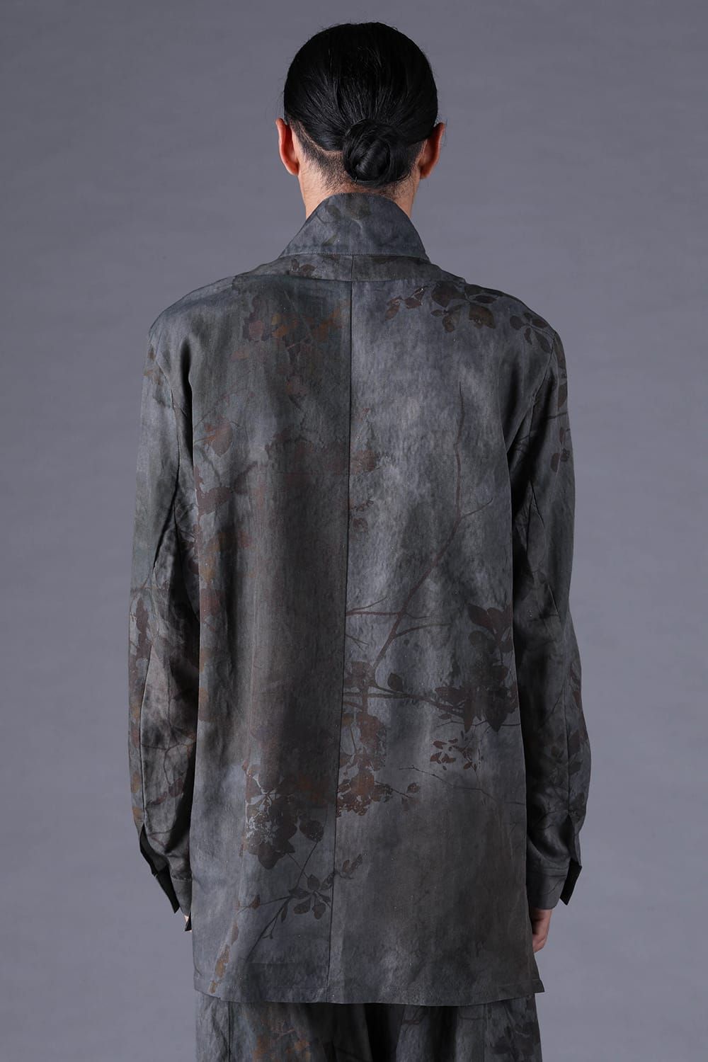 《2027SS先行予約分》Inkjet-Printed Shawl-Collar L/S Shirt "Charcoal" / インクジェットプリントショールカラーロングスリーブシャツ"チャコール"