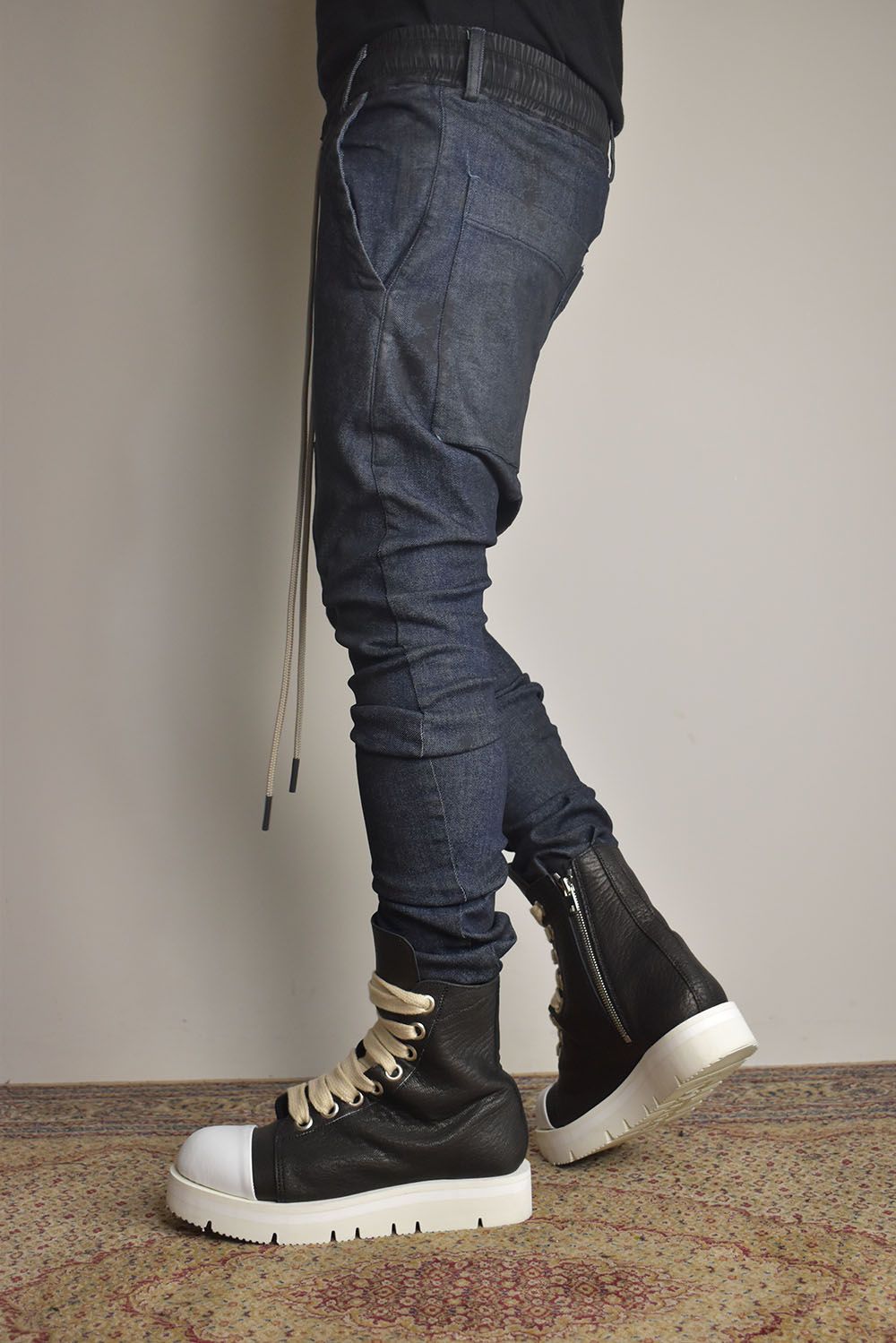 Coated Stretch denim Sarouel skinny"Blue" / コーティングストレッチデニムサルエルスキニー"ブルー"