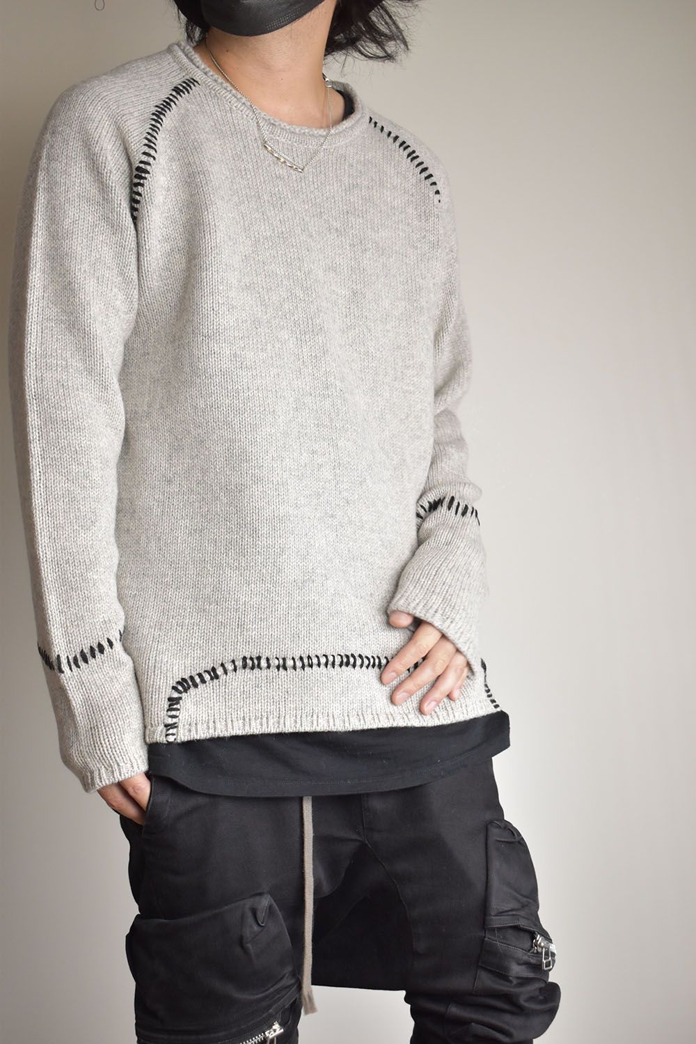 Over Lock Knit Pullover"Oyster Grey" / オーバーロックニットプルオーバー"オイスターグレー"